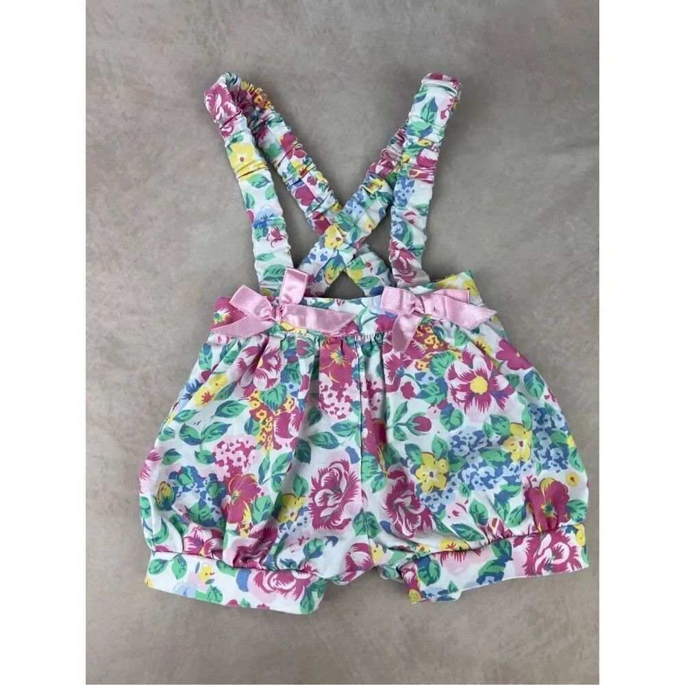 Vintage 90s Girls Floral Bubble Jumper Romper 12M
